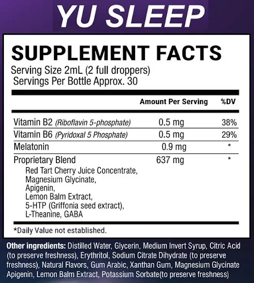 YuSleep Review (2026): Does This Natural Sleep Supplement Really Work? 14 Yu Sleep Ingredients label